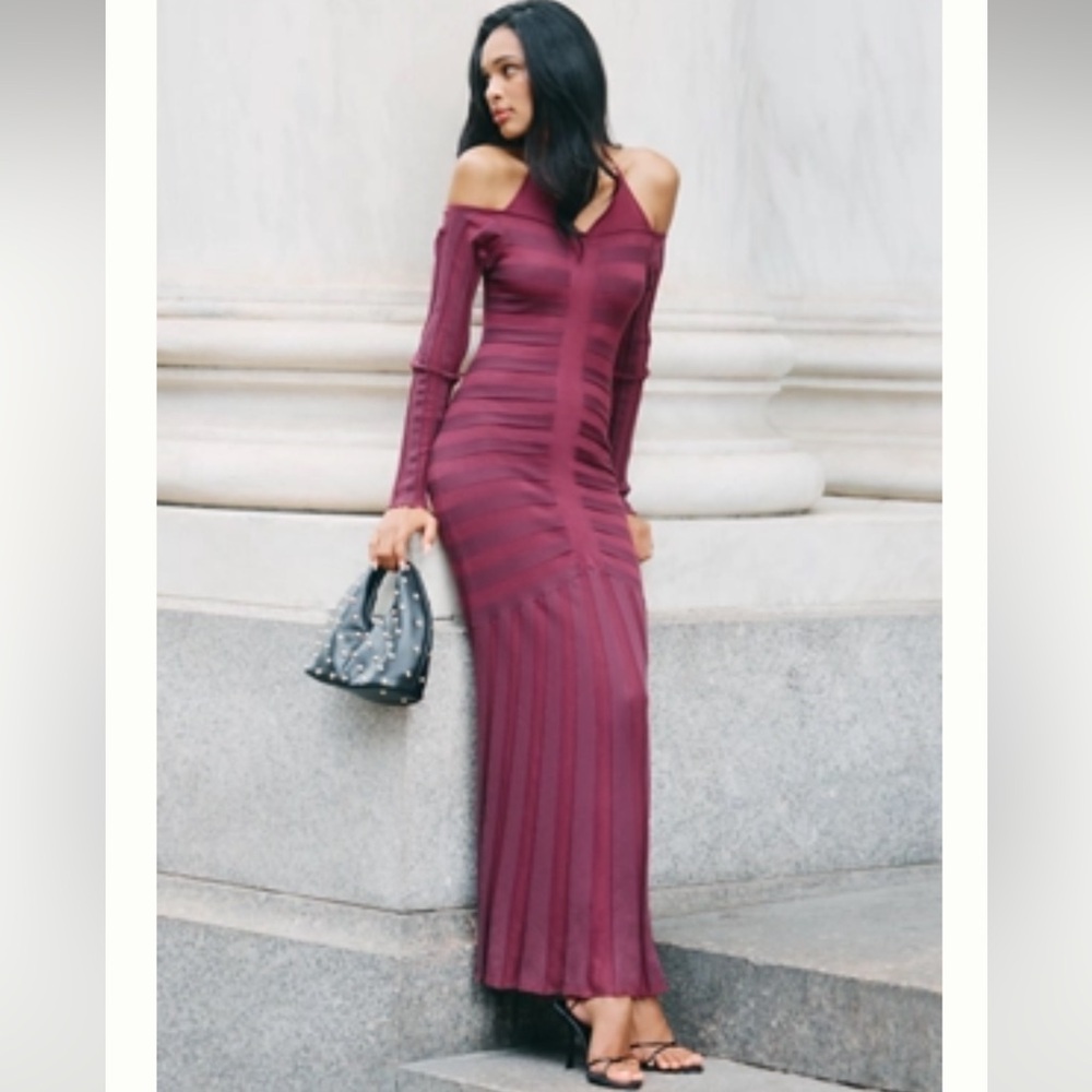 BY ANTHROPOLOGIE COLD-SHOULDER KNIT MAXI DRESS